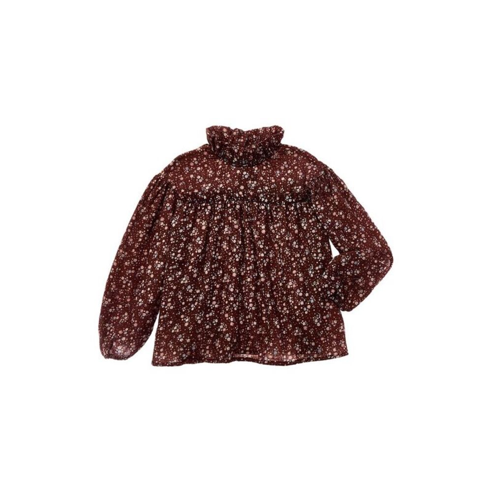 Coco Au Lait Girls  Flowers Blouse, Brown